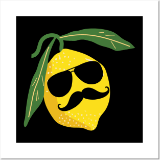 Cool Lemon with mustache Posters and Art